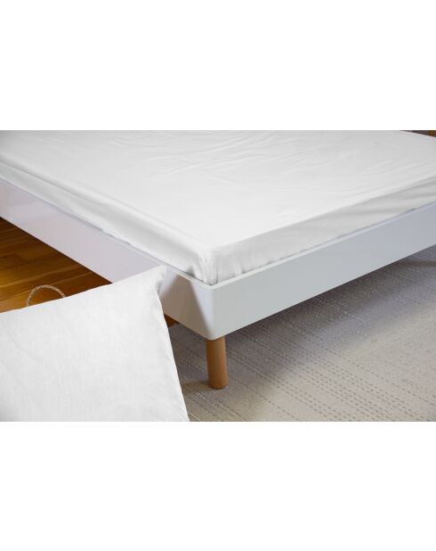 Drap housse en percale de coton blanc