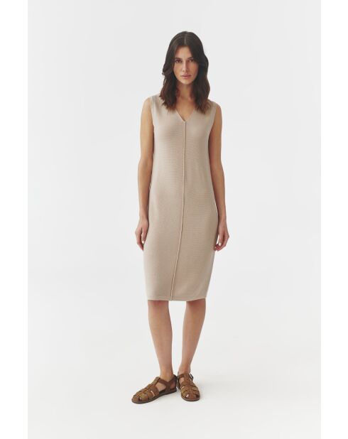 AUDREY beige gemêleerde gebreide jurk