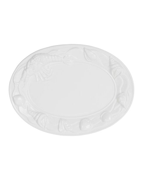 Plat ovale poisson blanc - 40x30cm