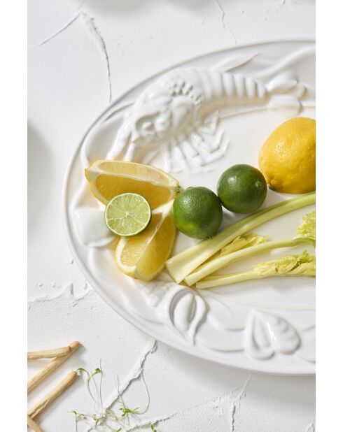 Plat ovale poisson blanc - 40x30cm