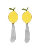 2 cuchillos de mantequilla de limón amarillo