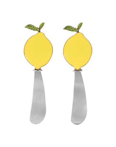2 cuchillos de mantequilla de limón amarillo