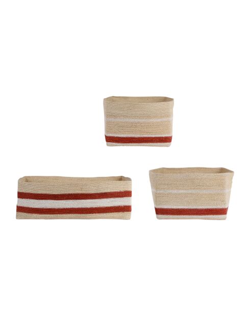 3 Paniers sumatra naturel/brique - h21/20cm