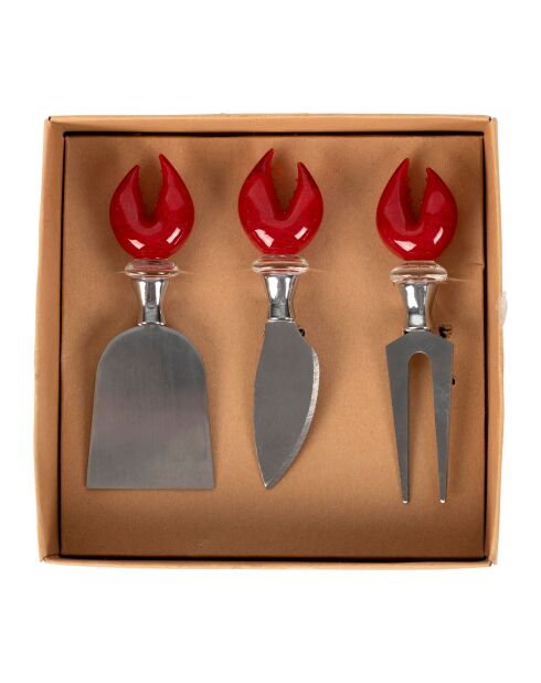 3 Couteaux à fromage bordemer rouges