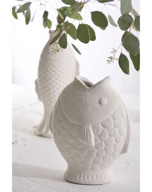 Vase poisson blanc - 17.5x10.5xh22cm