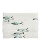 Mantel River blanco/verde - 160x160 cm