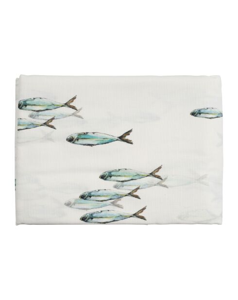 Mantel River blanco/verde - 160x160 cm