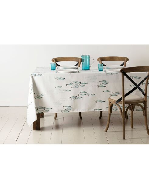 Mantel River blanco/verde - 160x160 cm