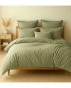 Parure housse de couette 2pcs en coton 57fils vert verveine 140x200cm