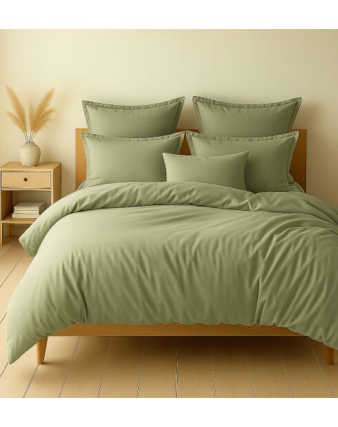 Parure housse de couette 2pcs en coton 57fils vert verveine 140x200cm