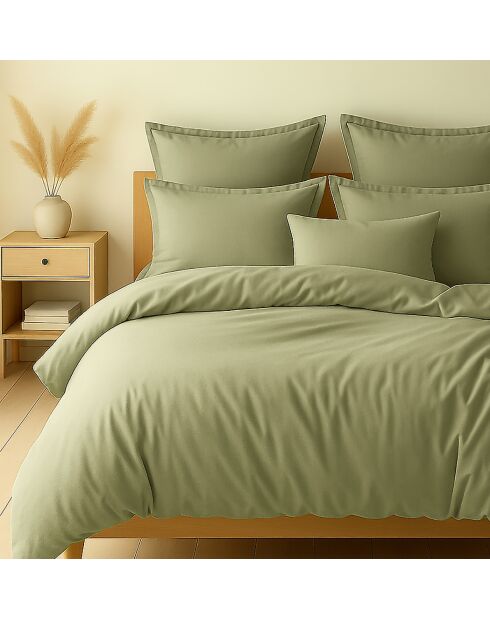 Parure housse de couette 2pcs en coton 57fils vert verveine 140x200cm