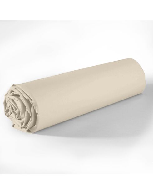 Drap housse en coton 57fils grège - 90x190cm bonnet 35cm