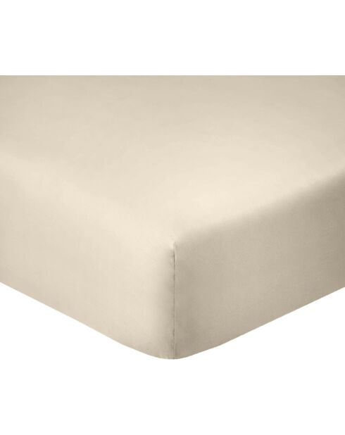 Drap housse en coton 57fils grège - 90x190cm bonnet 35cm