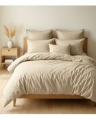 Drap housse en coton 57fils grège - 90x190cm bonnet 35cm