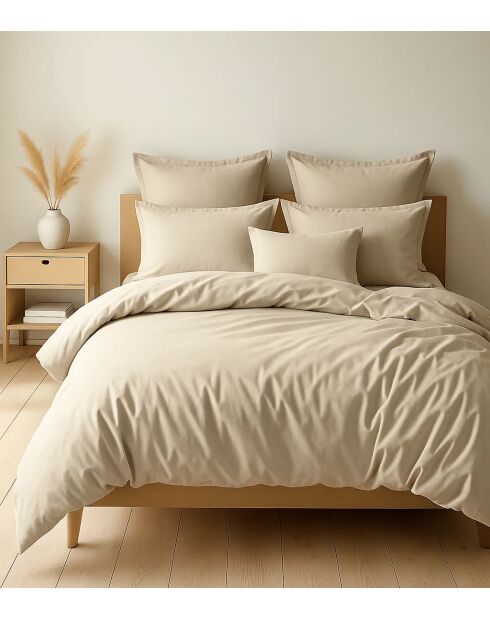 Drap housse en coton 57fils grège - 90x190cm bonnet 35cm