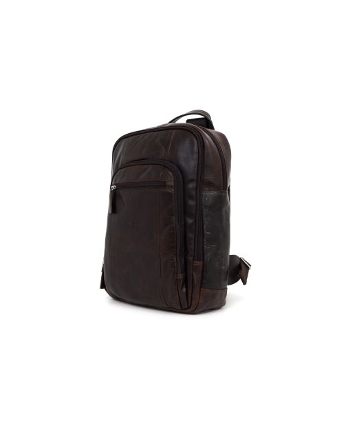 Sac à dos en cuir marron - 26x27x13,2 cm