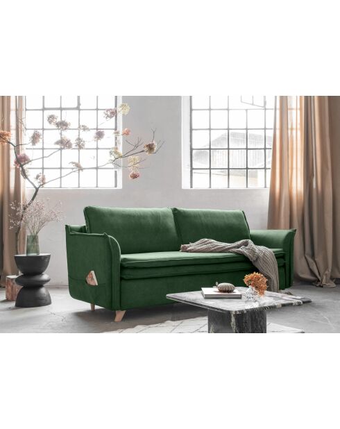 Incantevole divano convertibile Charlie Slim verde a 3 posti - 225x90x85 cm