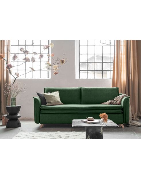 Incantevole divano convertibile Charlie Slim verde a 3 posti - 225x90x85 cm