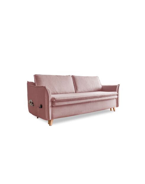 Sofá convertible Charming Charlie Slim de 3 plazas, color rosa empolvado, 225 x 90 x 85 cm