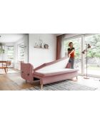 Sofá convertible Charming Charlie Slim de 3 plazas, color rosa empolvado, 225 x 90 x 85 cm