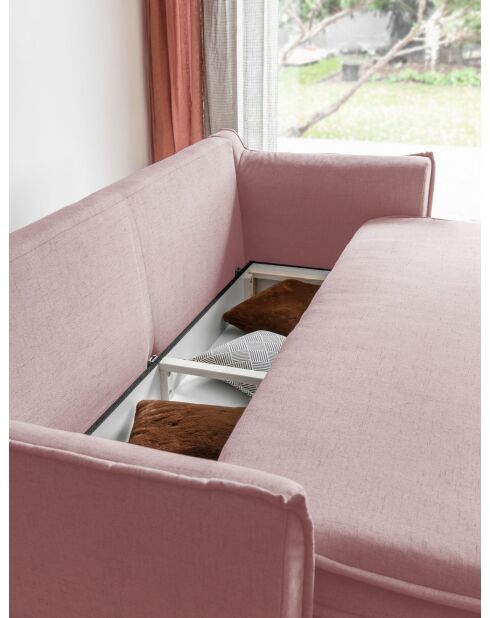 Sofá convertible Charming Charlie Slim de 3 plazas, color rosa empolvado, 225 x 90 x 85 cm