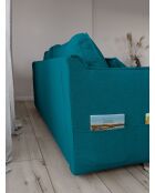 Sofá convertible Charming Charlie Turquesa de 3 plazas - 225x92x85 cm