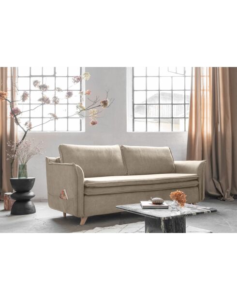 Charmante Charlie Slim Beige converteerbare 3-zitsbank - 225x90x85 cm