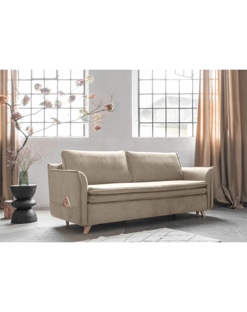 Charmante Charlie Slim Beige converteerbare 3-zitsbank - 225x90x85 cm