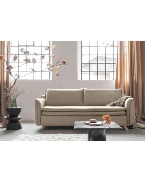Charmante Charlie Slim Beige converteerbare 3-zitsbank - 225x90x85 cm