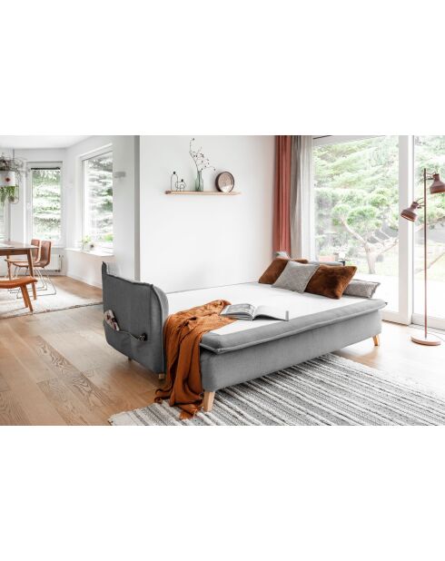 Charming Charlie Slim 3-Sitzer-Ausziehsofa, 225 x 90 x 85 cm, Grau