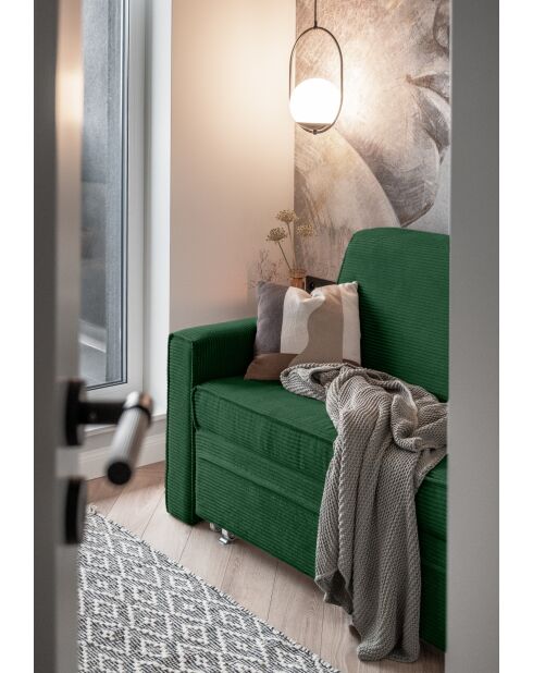 Divano convertibile Lucky Lucy a 2 posti verde bottiglia - 168x88x90 cm