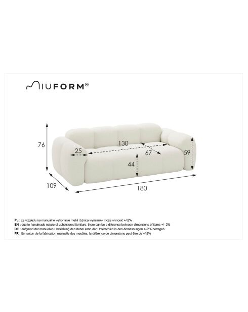 Sofá Cloud Grey de 2,5 plazas - 180x109x76 cm