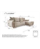 Divano angolare reversibile Lazy Lukka beige - 253x155x85 cm