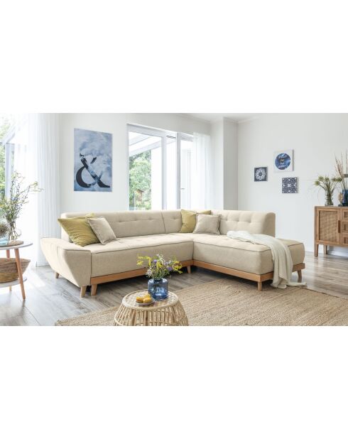 Omvormbare hoekbank 6pl Rechts Dazzling Daisy Beige- 253x190x77 cm