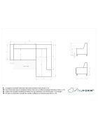 Omvormbare hoekbank 6pl Rechts Dazzling Daisy Beige- 253x190x77 cm