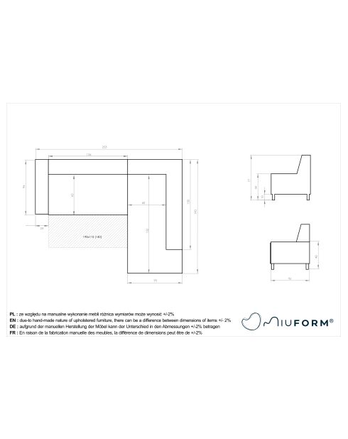 Omvormbare hoekbank 6pl Rechts Dazzling Daisy Beige- 253x190x77 cm
