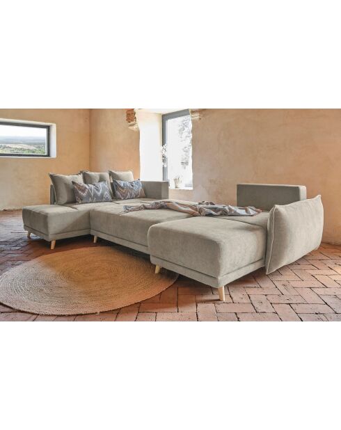 U-Ecksofa umwandelbar linke Ecke Lazy Lukka Taupe- 320x191x85 cm