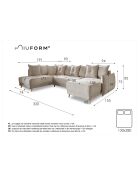 Lazy Lukka Latte Ecksofa, U-förmig, für die linke Ecke, 320 x 191 x 85 cm