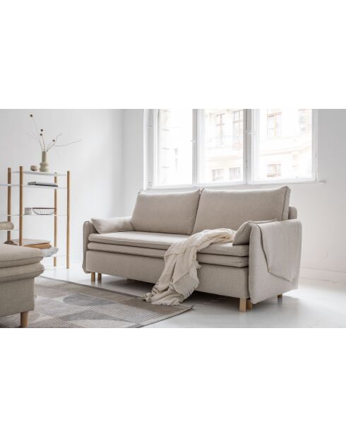 Simon Beiges ausziehbares 3-Sitzer-Sofa, 207 x 90 x 85 cm