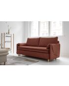 Canapé 3 Places Convertible Simon Rouge- 207x90x85 cm