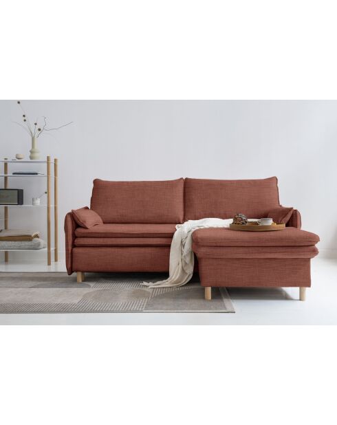 Canapé 3 Places Convertible Simon Rouge- 207x90x85 cm