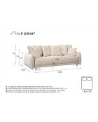 Lazy Lukka Klappsofa für 3 Personen, 230 x 100 x 92 cm, beige