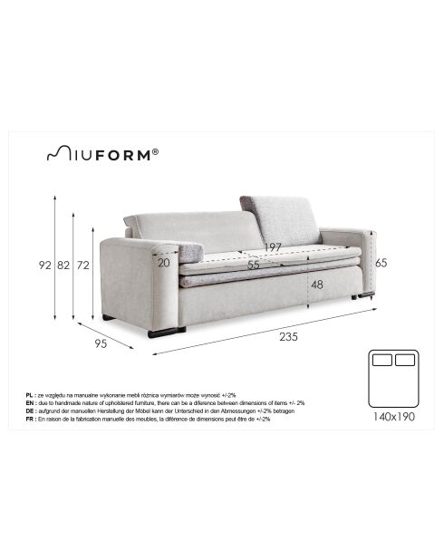 Groovy Miu donkergrijze converteerbare 3-zitsbank - 235x95x92/82 cm