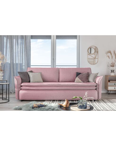 Sofá convertible Charming Charlie de 3 plazas rosa empolvado - 225x92x85 cm