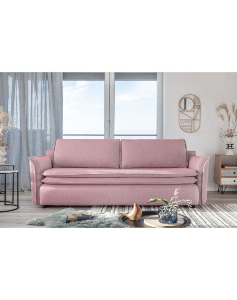 Sofá convertible Charming Charlie de 3 plazas rosa empolvado - 225x92x85 cm