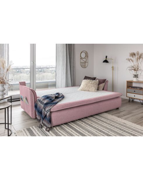 Sofá convertible Charming Charlie de 3 plazas rosa empolvado - 225x92x85 cm