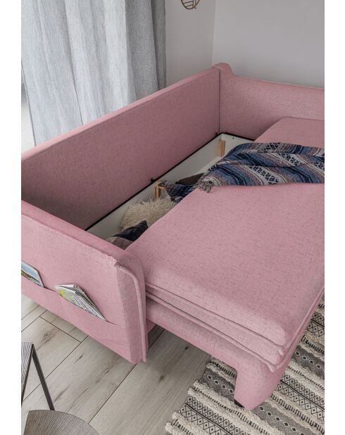 Sofá convertible Charming Charlie de 3 plazas rosa empolvado - 225x92x85 cm