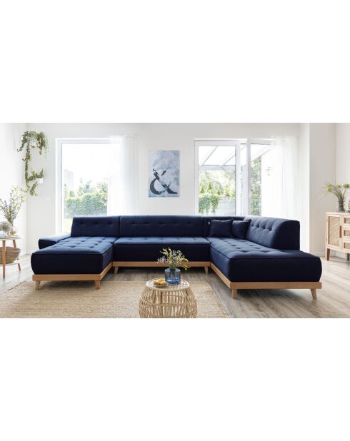8-plättriges ausziehbares linkes Ecksofa Dazzling Daisy Marineblau- 330x190x77 cm