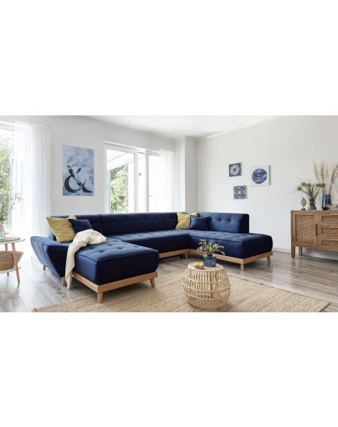 8-plättriges ausziehbares linkes Ecksofa Dazzling Daisy Marineblau- 330x190x77 cm