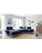 8-plättriges ausziehbares linkes Ecksofa Dazzling Daisy Marineblau- 330x190x77 cm